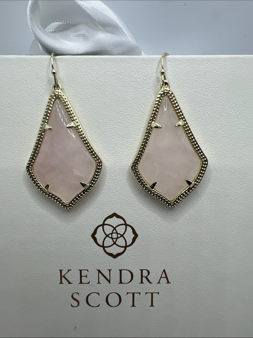 Kendra Scott Rose Quartz -Gold Drop Earrings